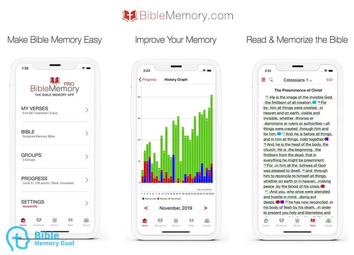 Bible memory app screenshots