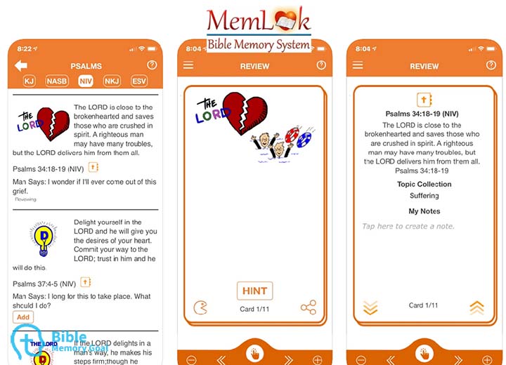 Memlok Bible memory app screenshots