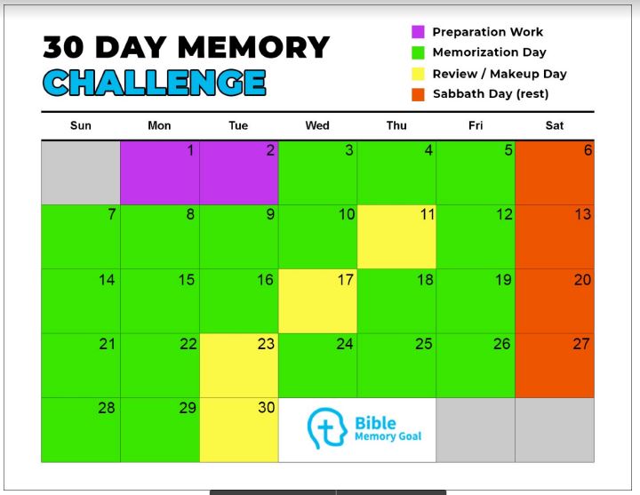 Scripture memory planning calendar