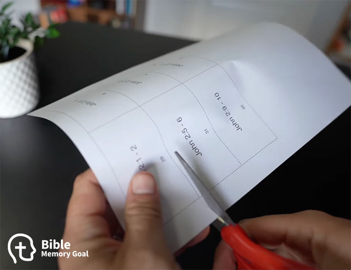 Printed Bible verse flashcards