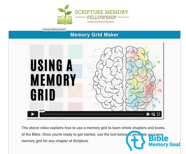 Bible Memory Grid maker by Scripture Memory Fellowship