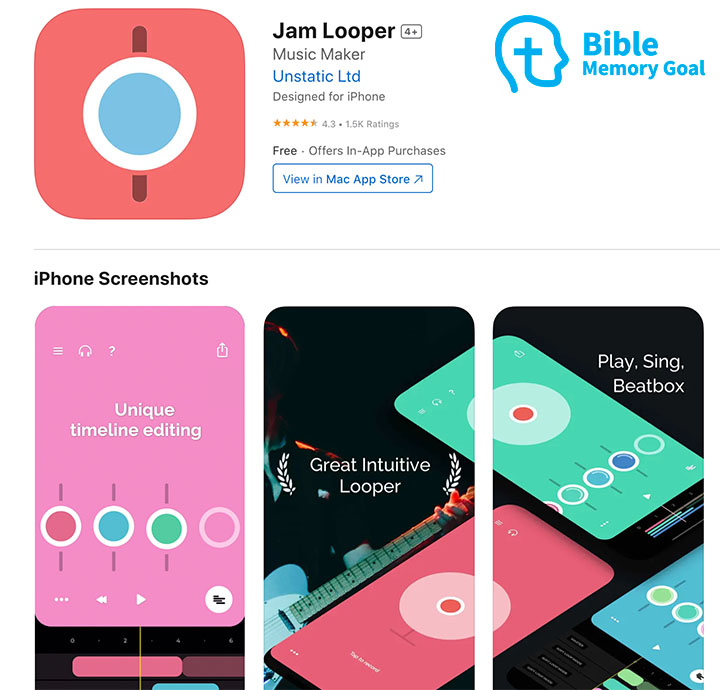 Jam looper app for Bible memory