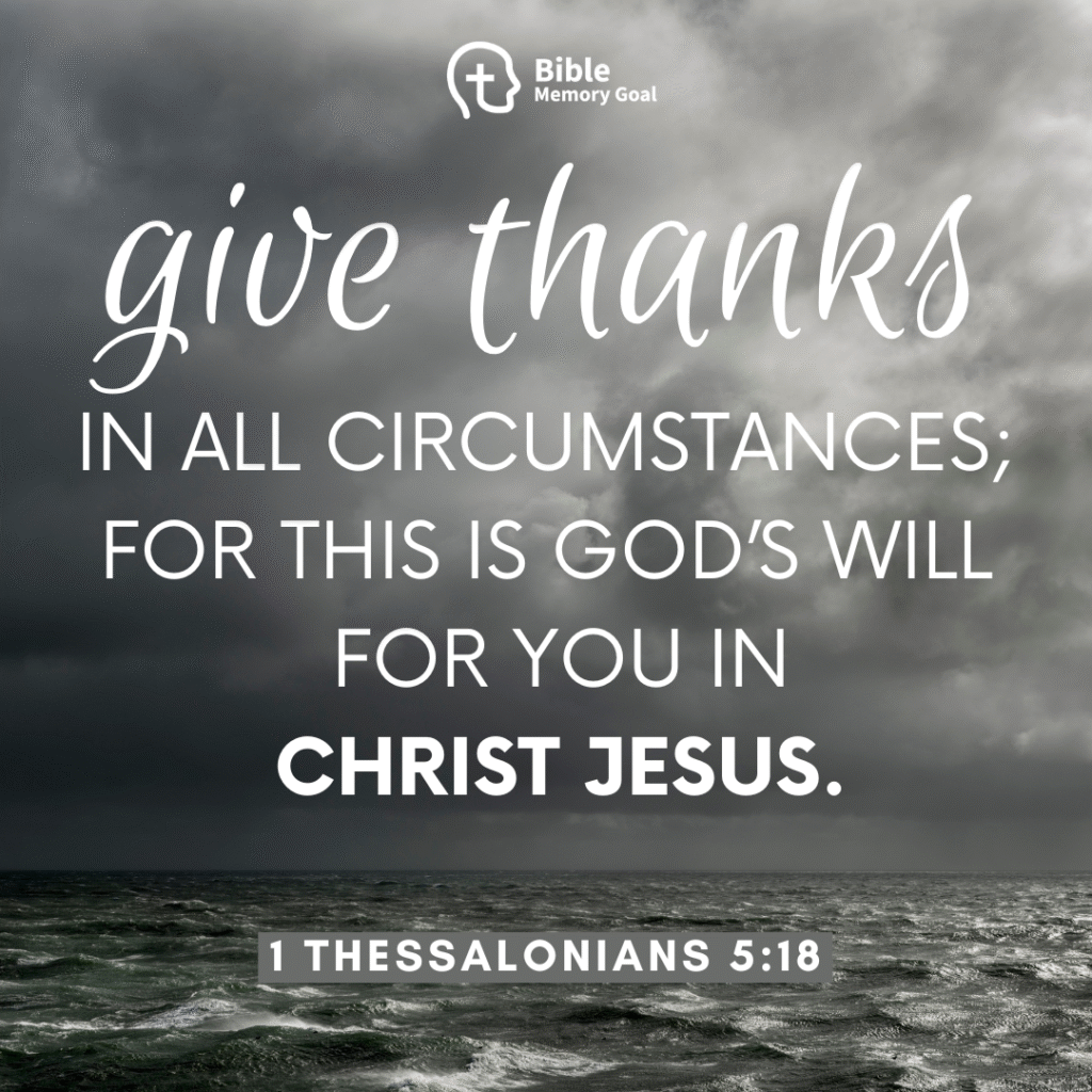 1 Thessalonians 5:18 verse card on thankfulness