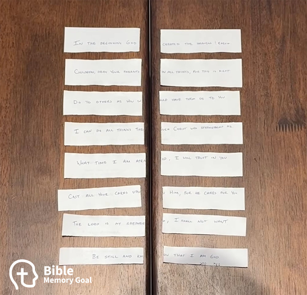 Paper Strip Verse Matching Bible memory game